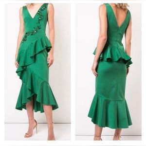 Marchesa Notte Embellished Ruffle Dress